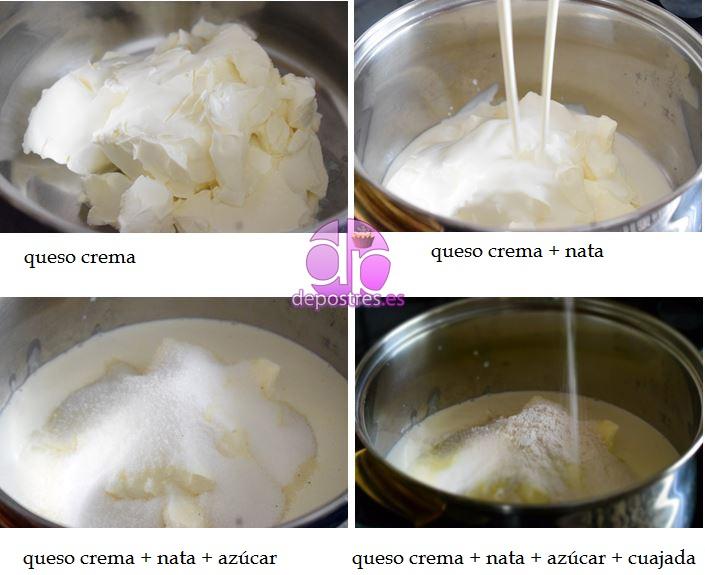 collague de la preparación de la crema de queso